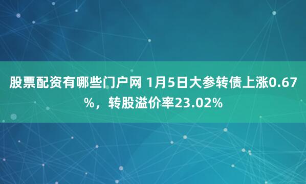 股票配资有哪些门户网 1月5日大参转债上涨0.67%，转股溢价率23.02%
